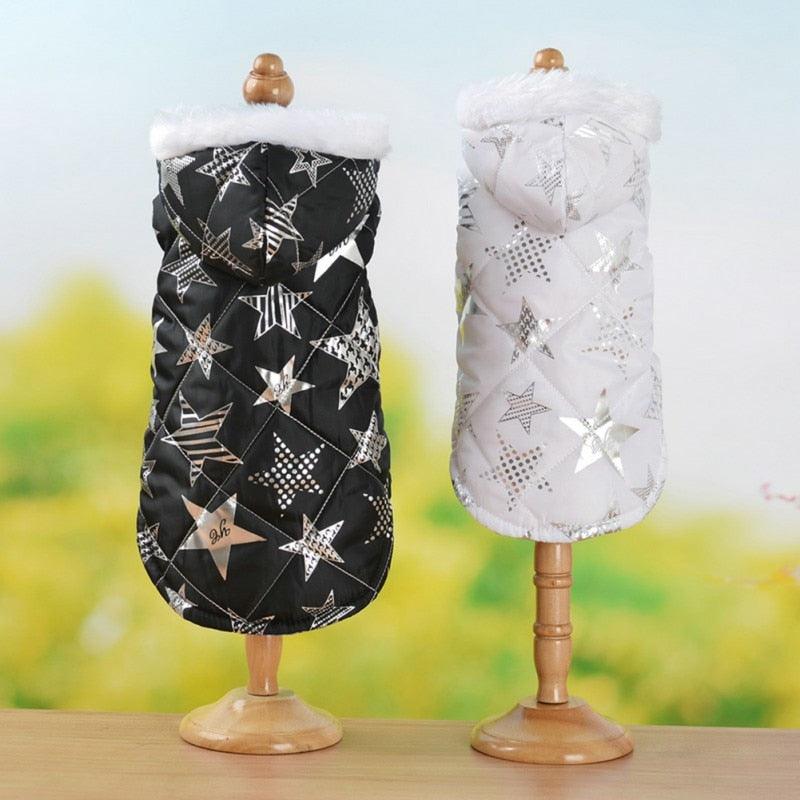 Winter Dog Clothes - Pet Sliver Stars Printed Coat - For Small Dogs Warm Down Jacket Hoodies Clothing (2U69)