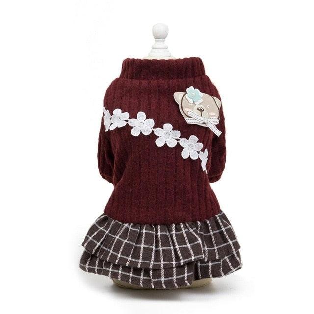 Winter Dog Clothes -Warm Woolen Dog Skirt -Autumn Dog Princess Dress For Puppy Pet Cat Sweater (D69)(W3)(W4)(W7)