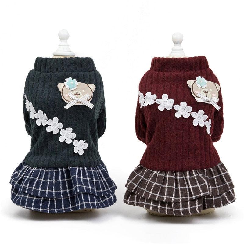 Winter Dog Clothes -Warm Woolen Dog Skirt -Autumn Dog Princess Dress For Puppy Pet Cat Sweater (D69)(W3)(W4)(W7)