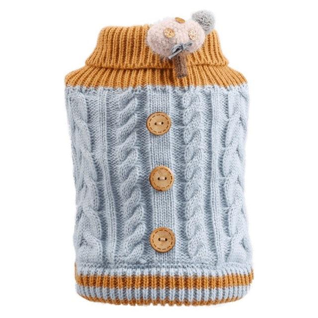 Winter Dog Sweater - Small Dog Clothes Puppy Knitting Sweater - Pet Dog Button Decorative Pet Clothing (2U69)