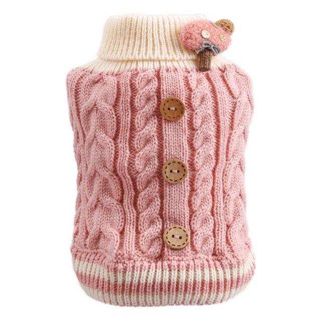 Winter Dog Sweater - Small Dog Clothes Puppy Knitting Sweater - Pet Dog Button Decorative Pet Clothing (2U69)