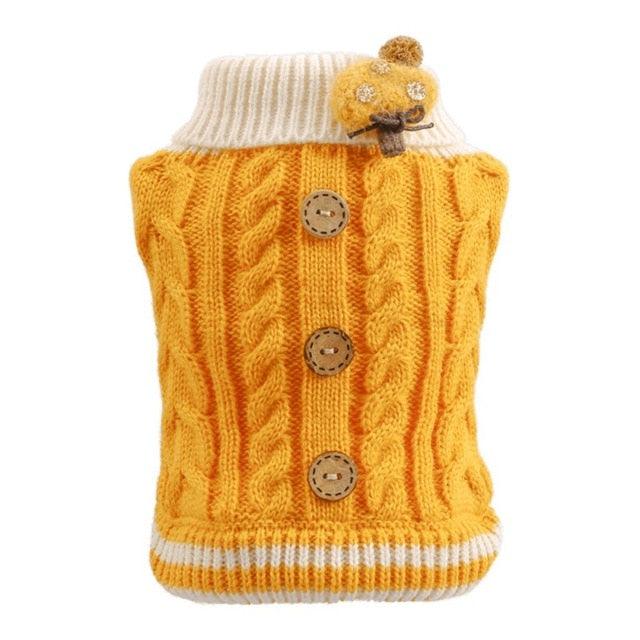 Winter Dog Sweater - Small Dog Clothes Puppy Knitting Sweater - Pet Dog Button Decorative Pet Clothing (2U69)