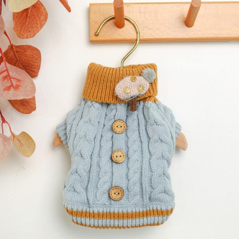 Winter Dog Sweater - Small Dog Clothes Puppy Knitting Sweater - Pet Dog Button Decorative Pet Clothing (2U69)