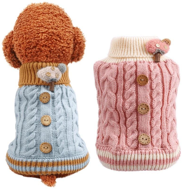 Winter Dog Sweater - Small Dog Clothes Puppy Knitting Sweater - Pet Dog Button Decorative Pet Clothing (2U69)
