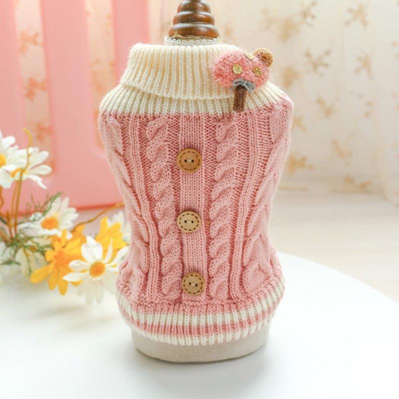 Winter Dog Sweater - Small Dog Clothes Puppy Knitting Sweater - Pet Dog Button Decorative Pet Clothing (2U69)