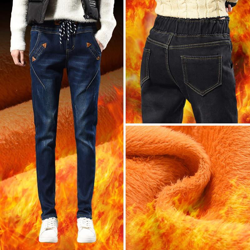 Amazing Women Winter Jeans - Pounds Large Size Denim High Waist Jeans - Thick Plus Velvet Jeans - Warm Pants (D21)(TB6)(BCD3)