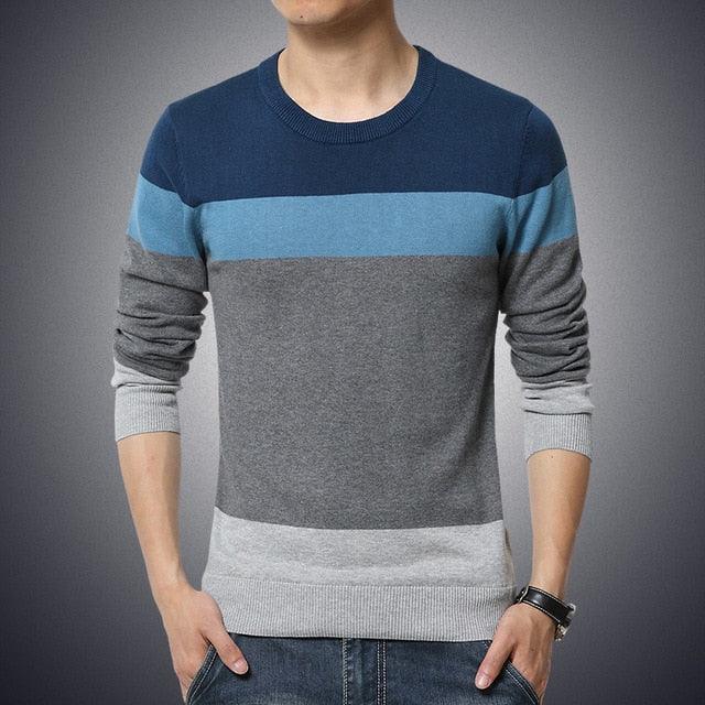 Winter Men's New Fashion Pullover Knitted Sweater - Long Sleeved Warm Pullovers O-neck Slim Fashion Sweater (D100)(TM6)
