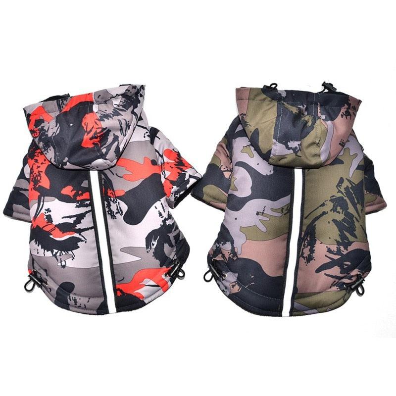 Winter Pet Dog Clothes French Bulldog Pet Warm Camouflage Jacket Hoodie Coat - Waterproof Dog Clothing Outfit Vest (2U69)
