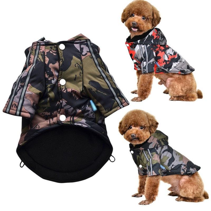 Winter Pet Dog Clothes French Bulldog Pet Warm Camouflage Jacket Hoodie Coat - Waterproof Dog Clothing Outfit Vest (2U69)