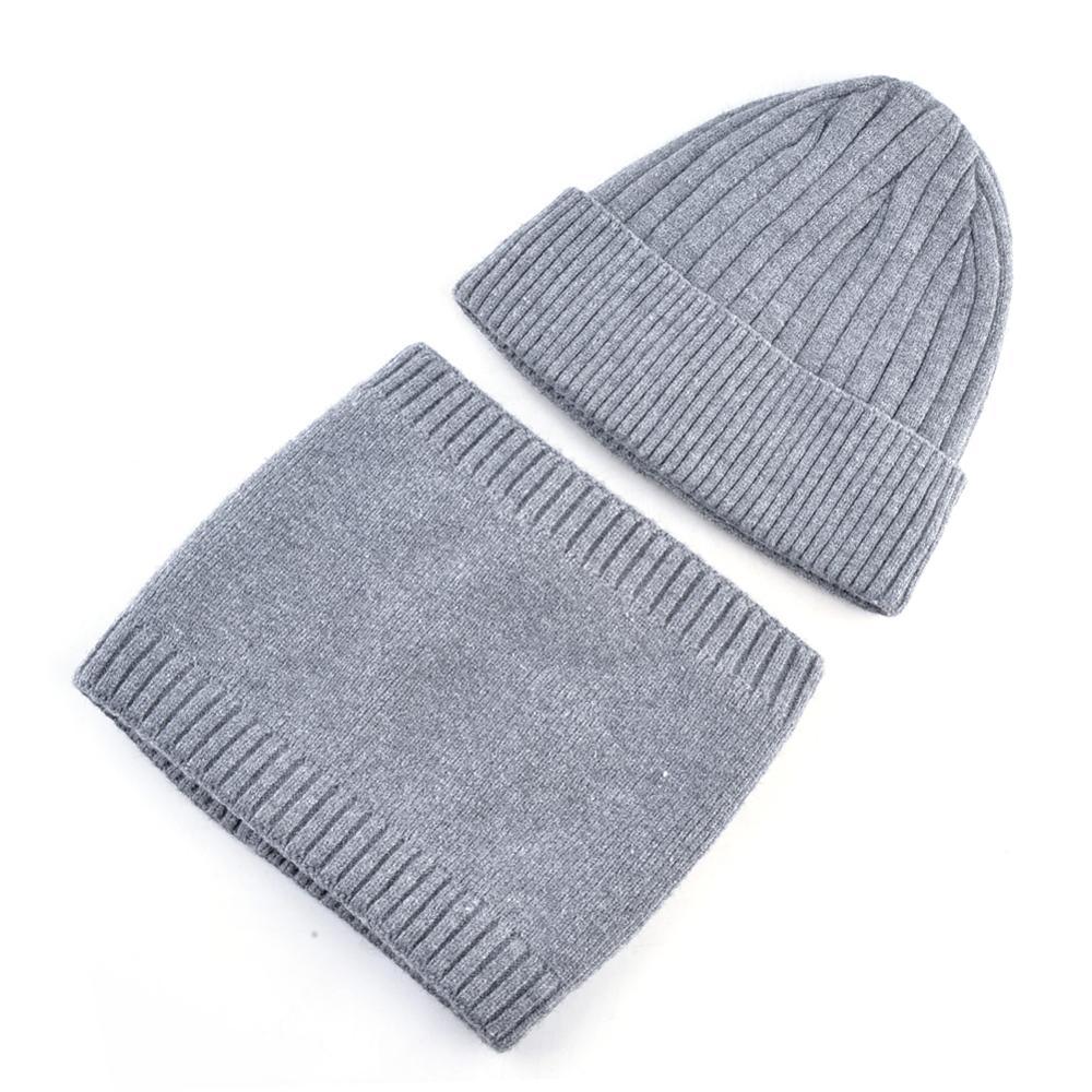 Winter Warm Beanie Scarf Set - Solid Color Knitted Beanies Sets (D17)(MA8)
