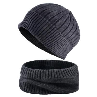 Winter Warm Beanie Scarf Set - Solid Color Knitted Beanies Sets (D17)(MA8)
