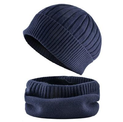 Winter Warm Beanie Scarf Set - Solid Color Knitted Beanies Sets (D17)(MA8)