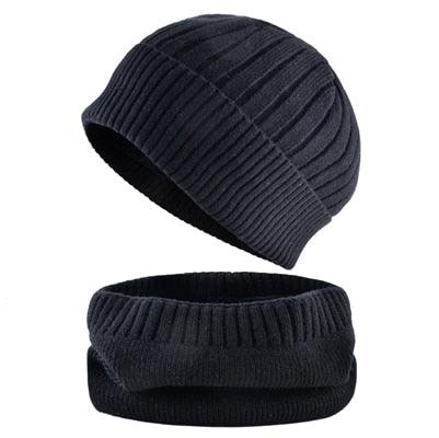 Winter Warm Beanie Scarf Set - Solid Color Knitted Beanies Sets (D17)(MA8)