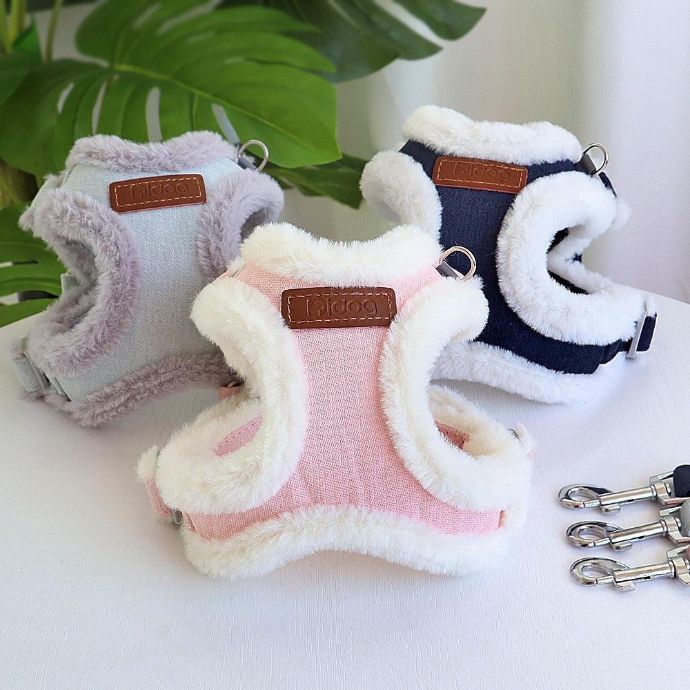 Winter Warm Dog Harness Leash Set - Soft Padded Dog Harness Vest - Pet Harness With Lead Leash (3W1)(2W1)(F70)