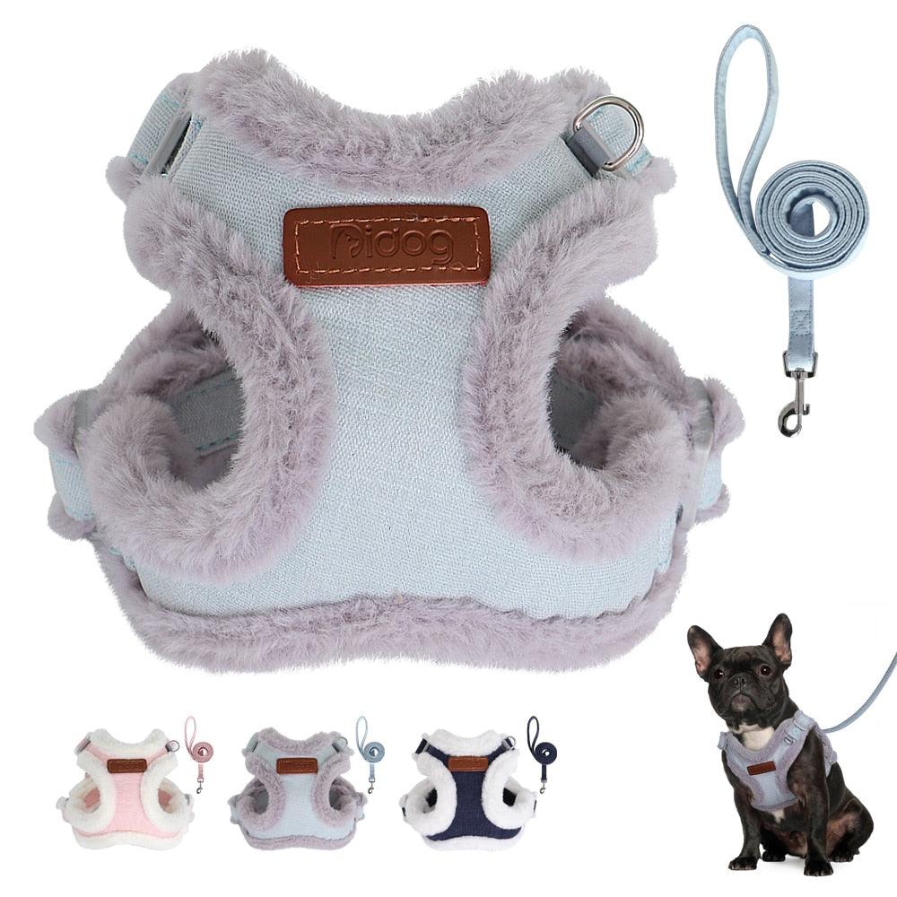 Winter Warm Dog Harness Leash Set - Soft Padded Dog Harness Vest - Pet Harness With Lead Leash (3W1)(2W1)(F70)