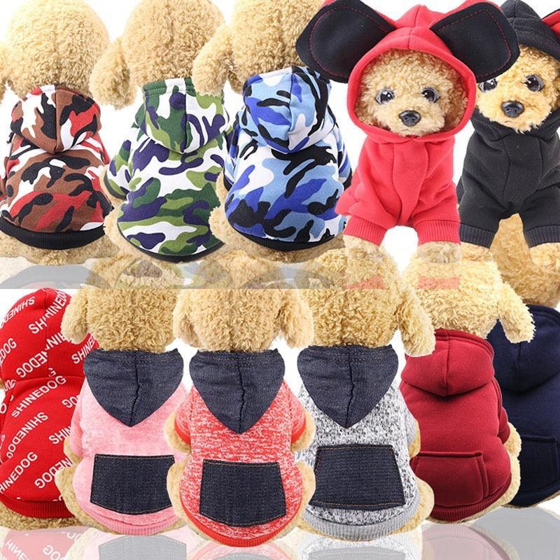 Winter Warm Pet Dog Clothes - Soft Cotton Four-legs Hoodies Outfit - For Small Dogs Teddy Clothing Coat (D69)(W2)(W4)