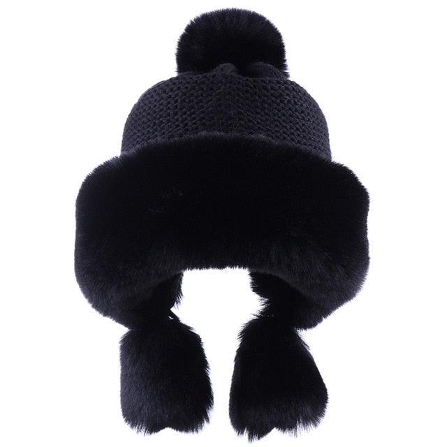 Gorgeous Trending Winter Women's Bomber Hat - Faux Fox Fur Earflap Hats - Warm Soft Trapper (D87)(WH7)