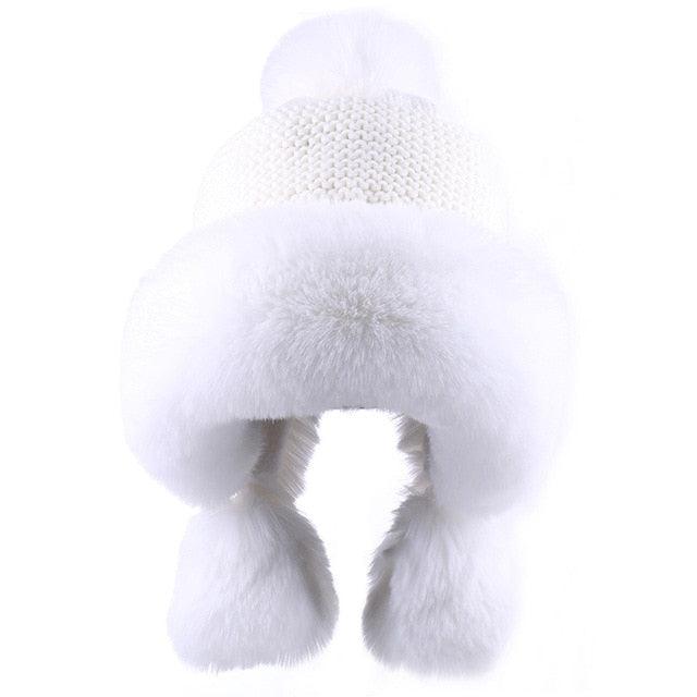 Gorgeous Trending Winter Women's Bomber Hat - Faux Fox Fur Earflap Hats - Warm Soft Trapper (D87)(WH7)