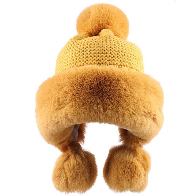 Gorgeous Trending Winter Women's Bomber Hat - Faux Fox Fur Earflap Hats - Warm Soft Trapper (D87)(WH7)