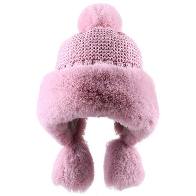Gorgeous Trending Winter Women's Bomber Hat - Faux Fox Fur Earflap Hats - Warm Soft Trapper (D87)(WH7)