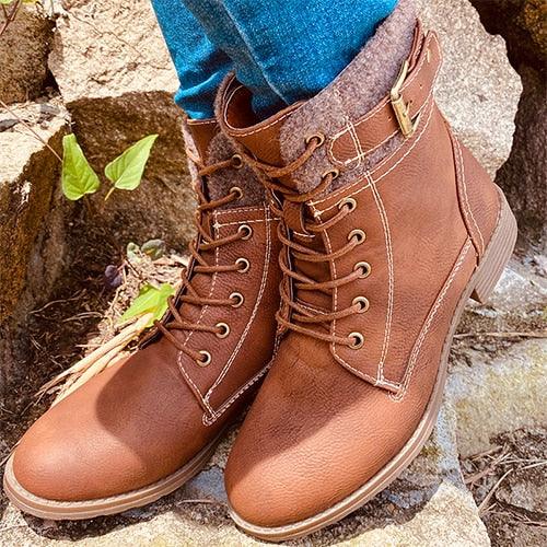 Winter Women's Mid Calf Boots - PU Leather Female Fashion Zipper Platform Boots (3U38)(3U107)