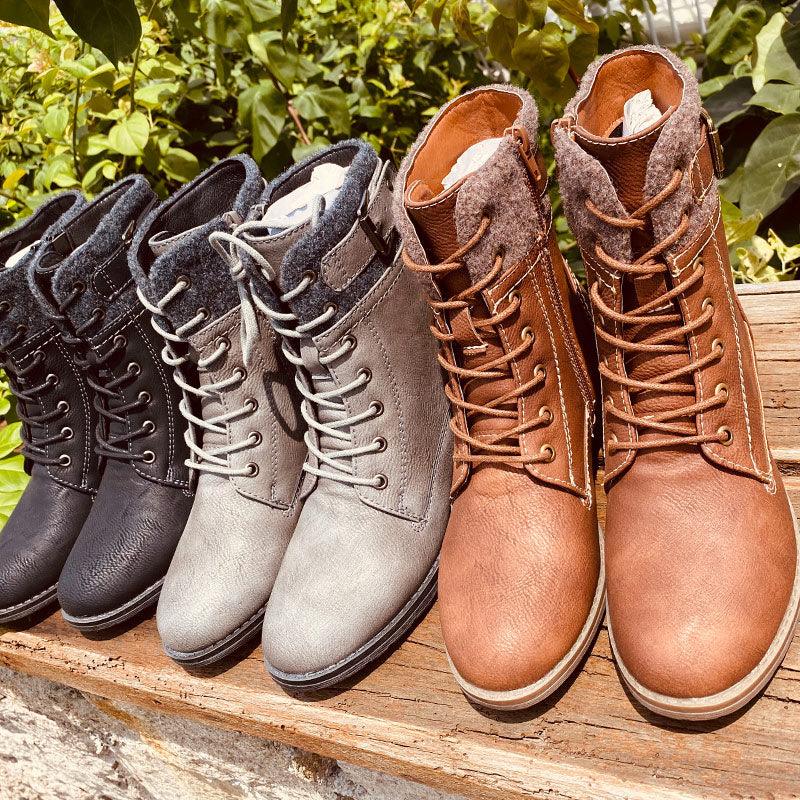 Winter Women's Mid Calf Boots - PU Leather Female Fashion Zipper Platform Boots (3U38)(3U107)