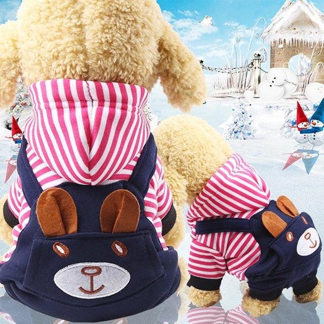 Winter Warm Pet Dog Clothes - Hooded Cotton Clothing for Puppy - Outfit Four-legged Fleece Button (W2)(W7)(W4)