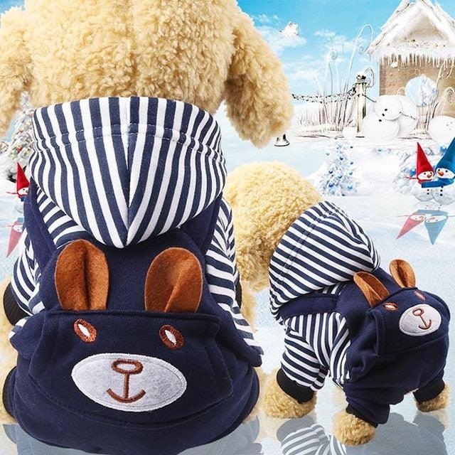 Winter Warm Pet Dog Clothes - Hooded Cotton Clothing for Puppy - Outfit Four-legged Fleece Button (W2)(W7)(W4)