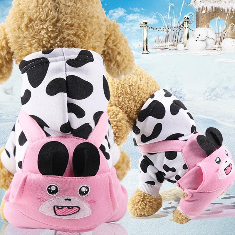 Winter Warm Pet Dog Clothes - Hooded Cotton Clothing for Puppy - Outfit Four-legged Fleece Button (W2)(W7)(W4)