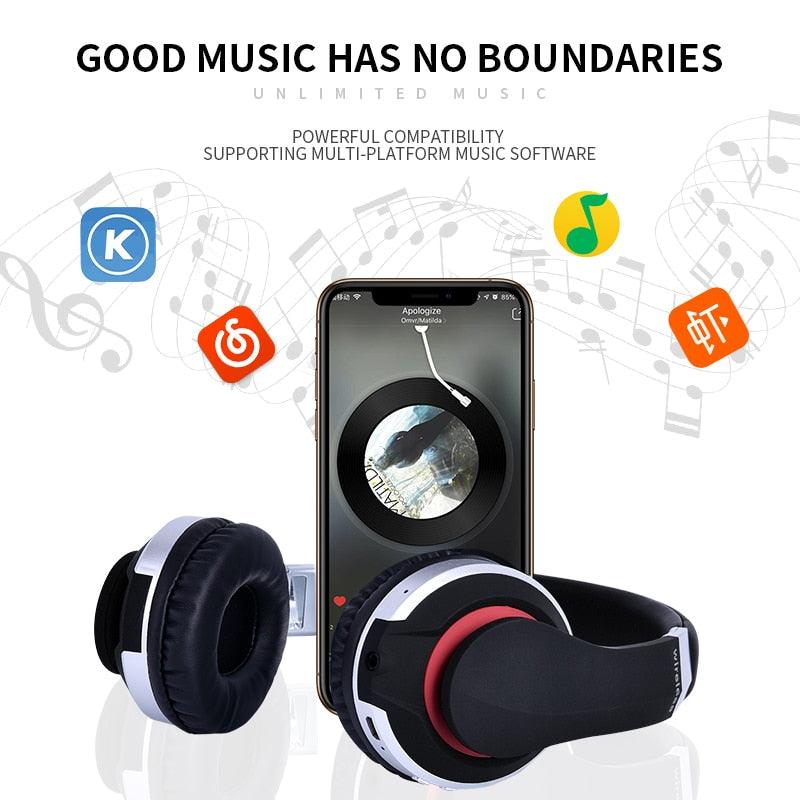 Wireless Headphones Bluetooth Headset - Foldable Stereo Gaming Earphones With Microphone Support TF Card For IPad Mobile Phone (AH2)(RS8)(F49)
