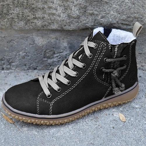 Great Women Ankle Footwear - Warm Short Winter Boots - Lace Up Short Plush Sneakers (3U41)