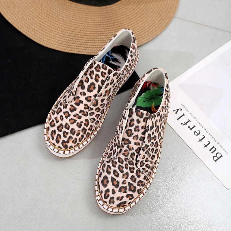 Great Woman Loafers Fashion Leopard Flats Shoes - Female Casual Vulcanized Ladies Footwear (3U40)(3U41)