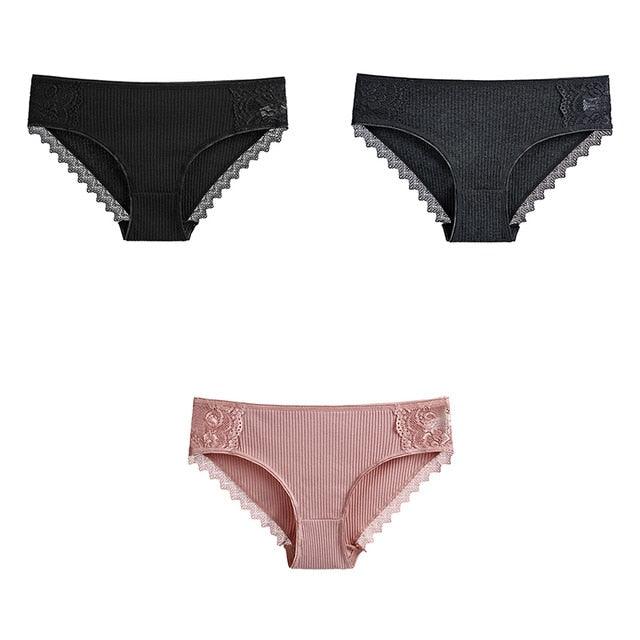 Women's Underwear - Lace Cotton Briefs - Female High Quality Soft Breathable Panties - 3 Pcs (TSP4)(TSP1)(F28)