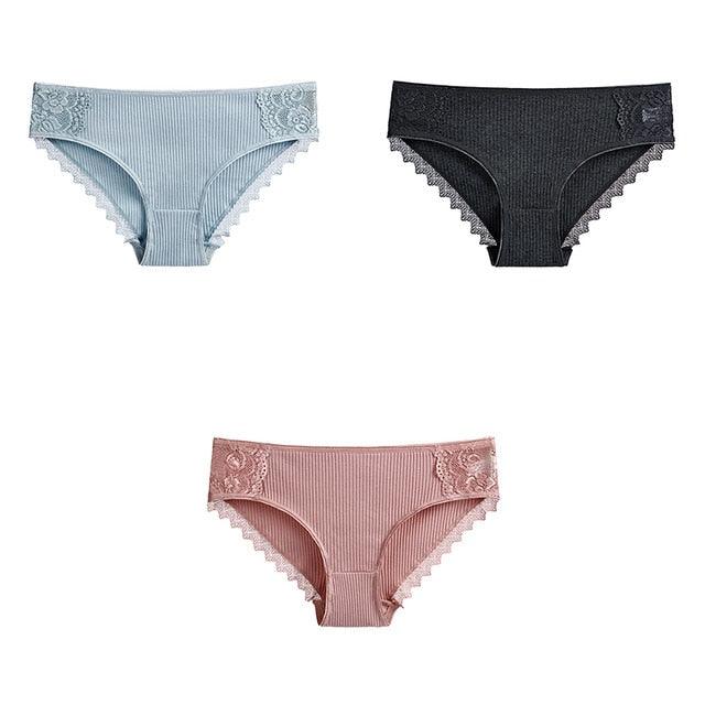 Women's Underwear - Lace Cotton Briefs - Female High Quality Soft Breathable Panties - 3 Pcs (TSP4)(TSP1)(F28)