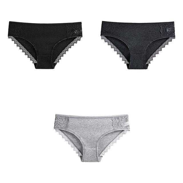 Women's Underwear - Lace Cotton Briefs - Female High Quality Soft Breathable Panties - 3 Pcs (TSP4)(TSP1)(F28)