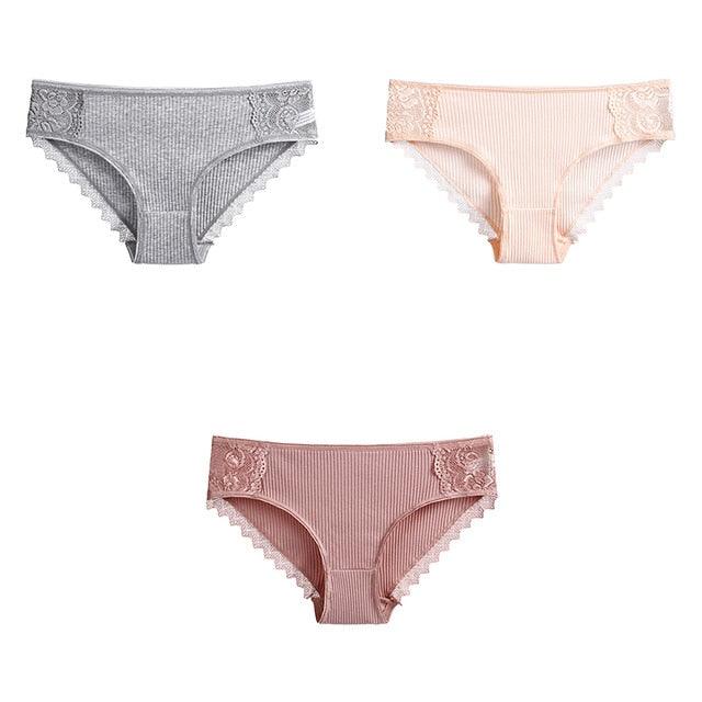 Women's Underwear - Lace Cotton Briefs - Female High Quality Soft Breathable Panties - 3 Pcs (TSP4)(TSP1)(F28)