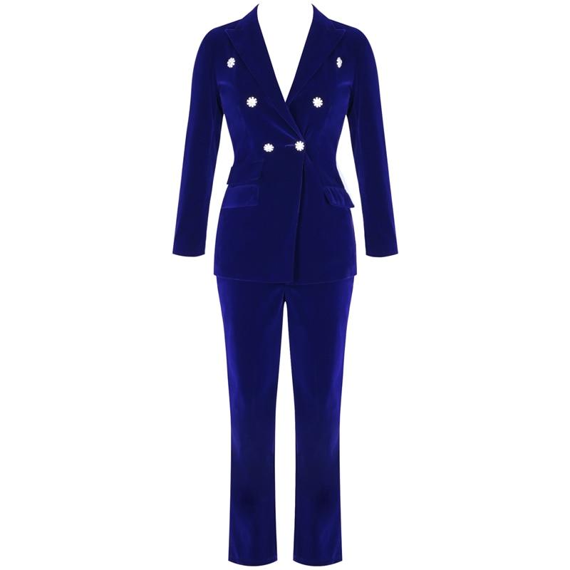 Great Women 2 Piece Set - Top And Pants - New Arrivals Rhinestone Long Sleeve Office Suit - High Waist Pants Set (6U20)