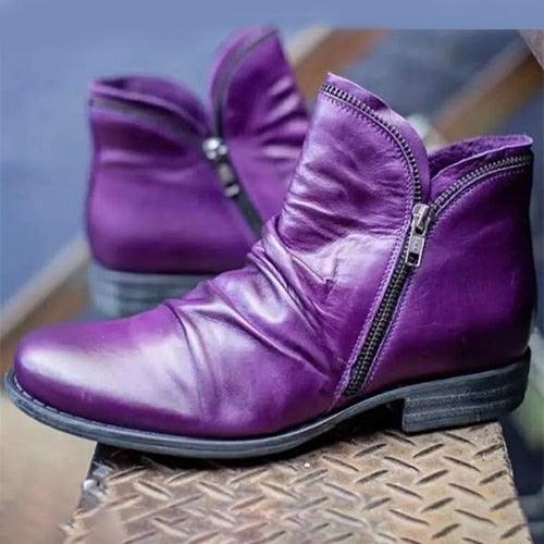 Great Women's Ankle Boots - Woman Pleated Zip Boots - Ladies Warm Short Boots (1U38)(1U107)