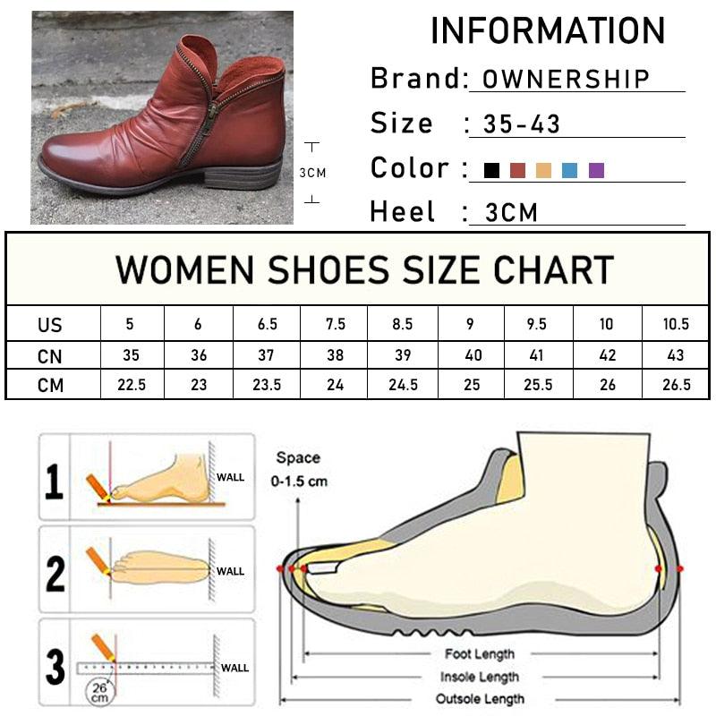 Great Women's Ankle Boots - Woman Pleated Zip Boots - Ladies Warm Short Boots (1U38)(1U107)