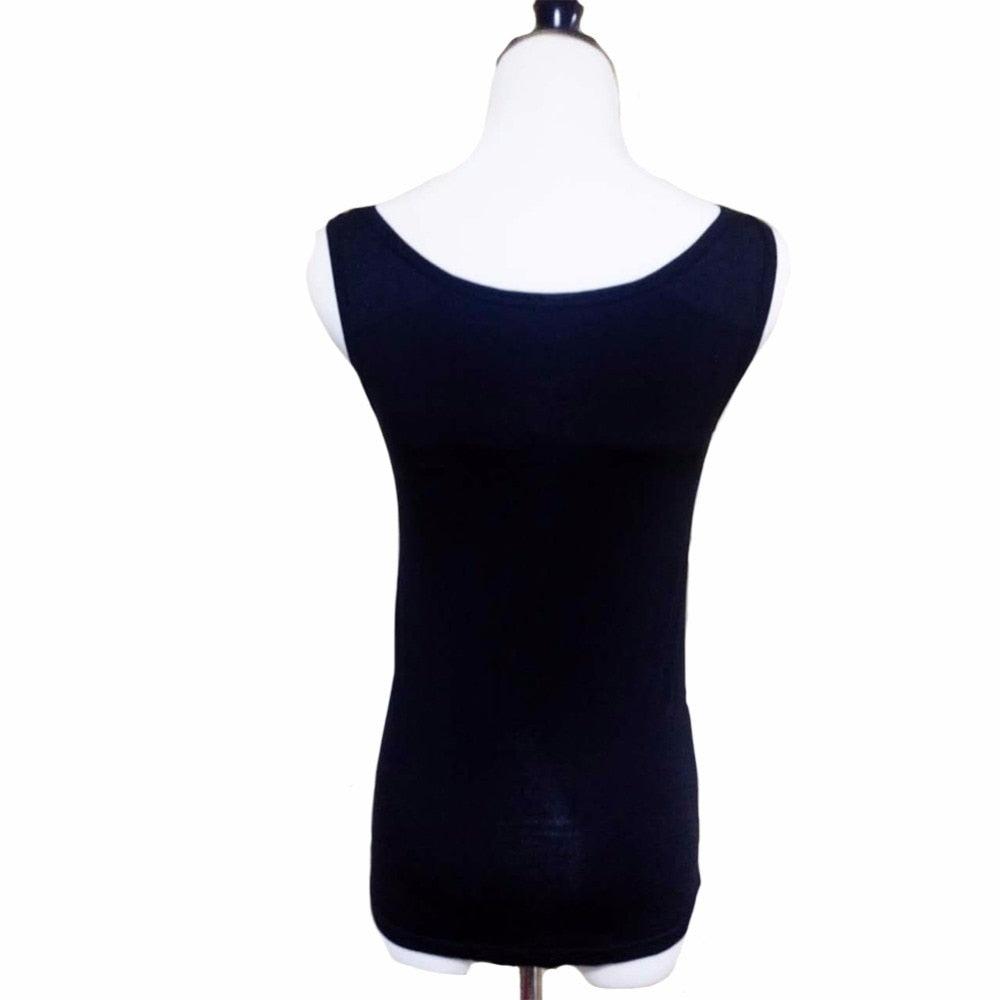 Great Women Built In Bra Padded Tank Top - Female Modal Breathable Fitness Camisole Tops - Solid Push Up Bra Vest (TB3)
