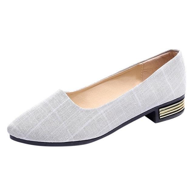 Casual Lattice Shoes - Ladies Fashion Gingham Pointed Toe Loafers Shoes - Canvas Shoes Slip-on Flats (2U37)(2U36)(2U40)