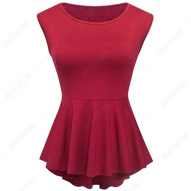 Gorgeous Women Classic Solid color Brief Top - Fashion Casual Multi-colored Slim Ruffles Elegant Tees(TB1)(BCD2)(F19)(F35)