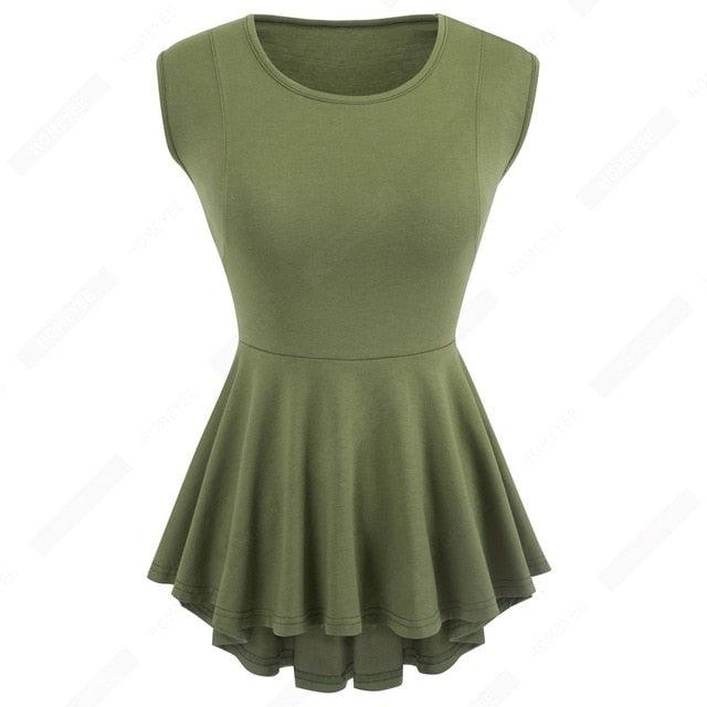 Gorgeous Women Classic Solid color Brief Top - Fashion Casual Multi-colored Slim Ruffles Elegant Tees(TB1)(BCD2)(F19)(F35)