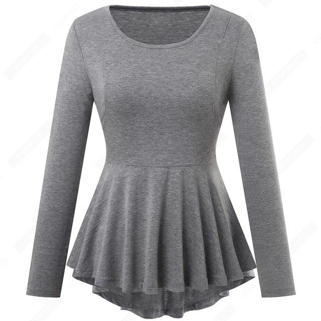 Gorgeous Women Classic Solid color Brief Top - Fashion Casual Multi-colored Slim Ruffles Elegant Tees(TB1)(BCD2)(F19)(F35)
