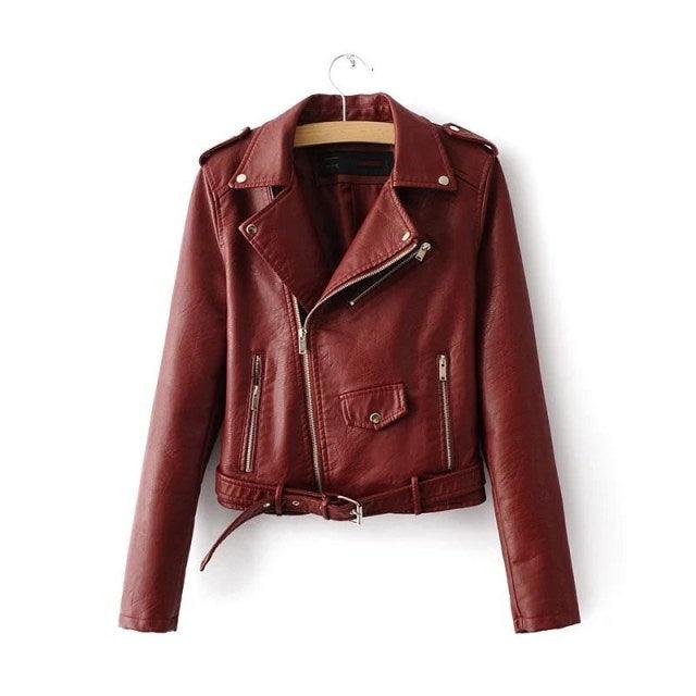 New Design Spring Autumn PU Leather Jacket - Faux Soft Leather Coat - Zipper Motorcycle Jackets (TB8B)(F23)