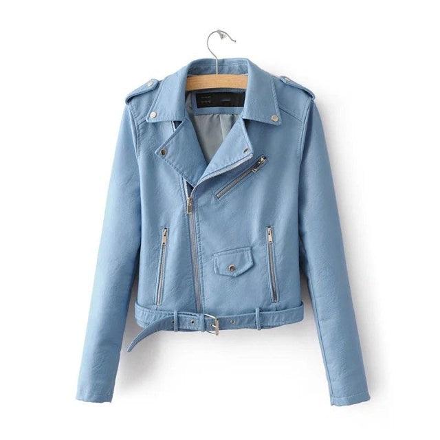 New Design Spring Autumn PU Leather Jacket - Faux Soft Leather Coat - Zipper Motorcycle Jackets (TB8B)(F23)