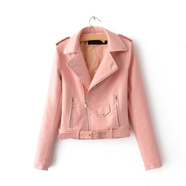 New Design Spring Autumn PU Leather Jacket - Faux Soft Leather Coat - Zipper Motorcycle Jackets (TB8B)(F23)