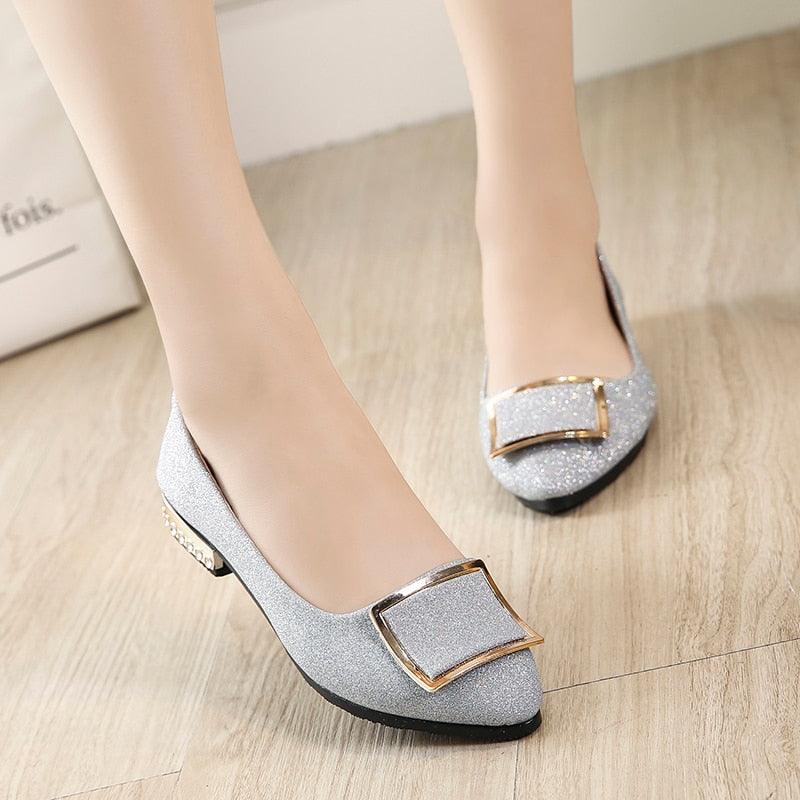 Women Golden Buckle Flat Shoes - Loafers Ballet Flats Bling Bling Shoes (SH3)(FS)(WO1)(WO2)(WO4)