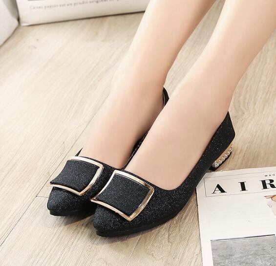 Women Golden Buckle Flat Shoes - Loafers Ballet Flats Bling Bling Shoes (SH3)(FS)(WO1)(WO2)(WO4)