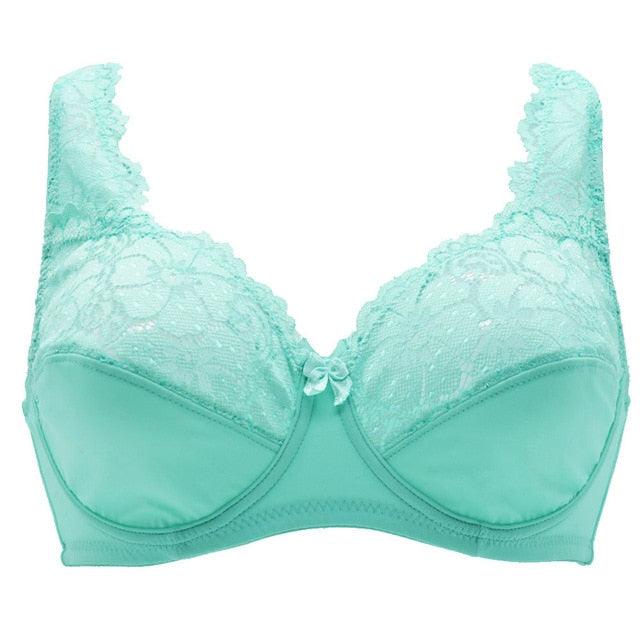 Women Floral Unlined Lace Bra - Transparent Perspective Brassiere - Sexy Lingerie Underwire - Support Bralettes - Plus Size (6Z2)